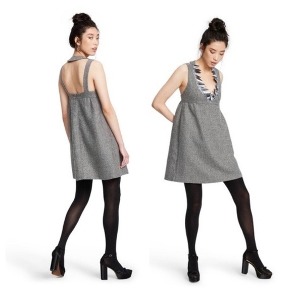 🎉HP🎉Anna Sui, Gray Tweed Dress w/Silver Bangled Fringe, Such A COOL Piece! - Picture 10 of 14